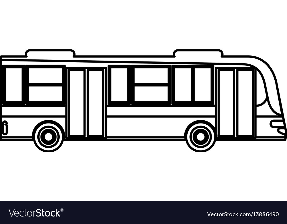 Bus transport urban public outline Royalty Free Vector Image