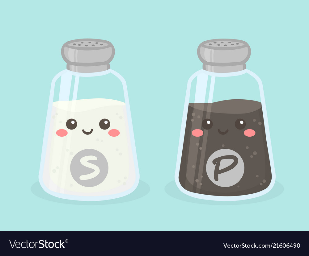 Salt Pepper Shaker Set Cute Cartoon Stock Vector (Royalty Free