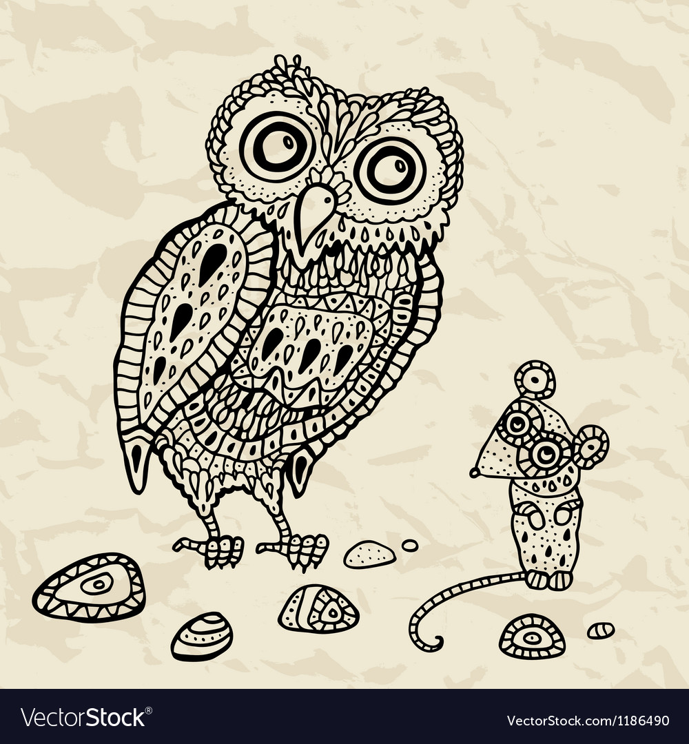 Decorative owl and mouse