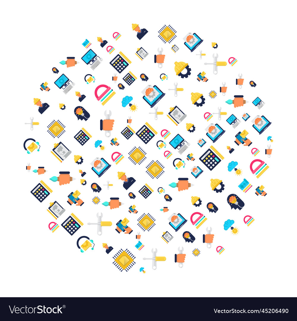 Engineering concept in circle with clean