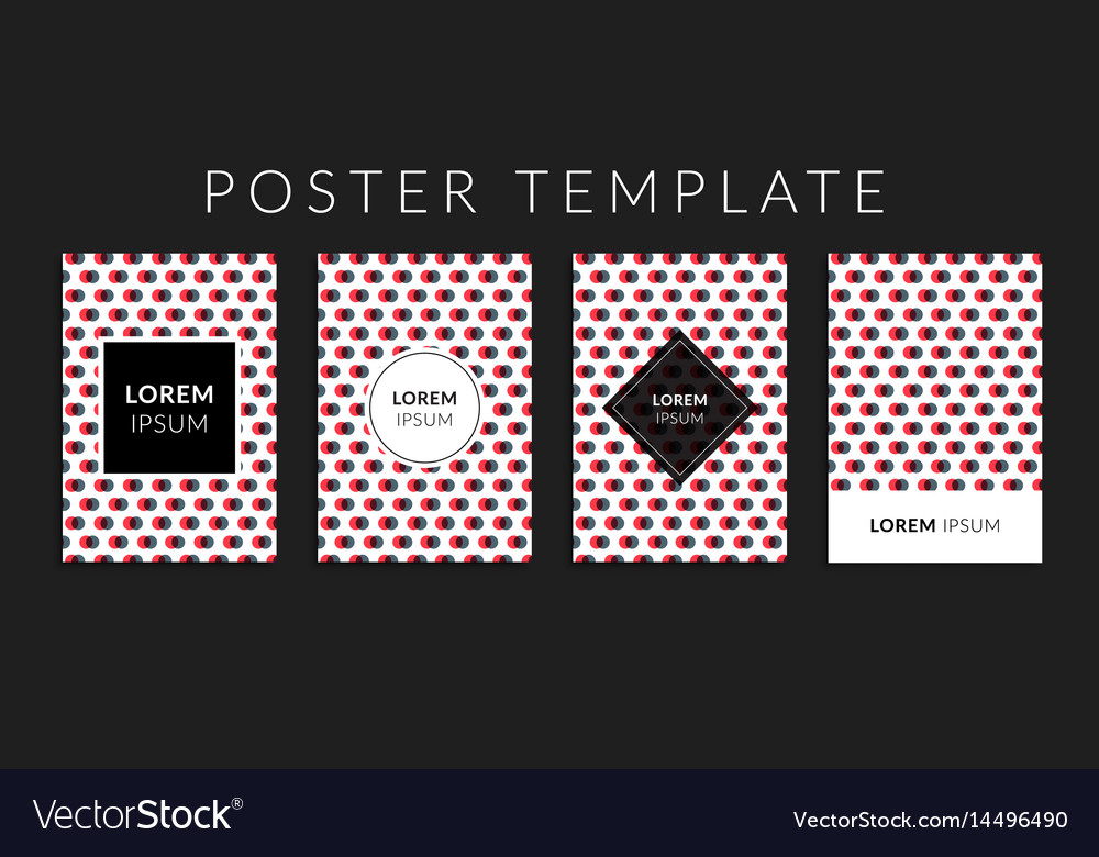Poster set with red-grey circle shape pattern