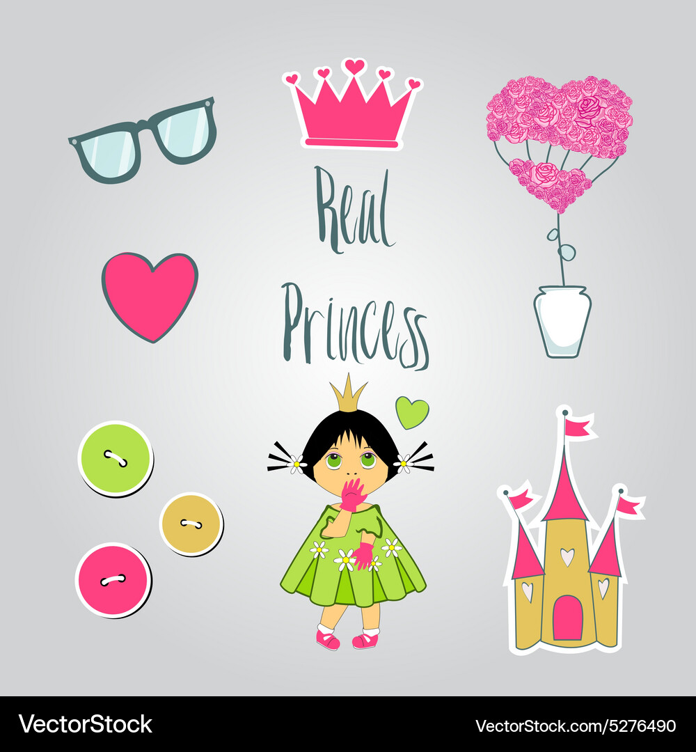 Princess set Royalty Free Vector Image - VectorStock