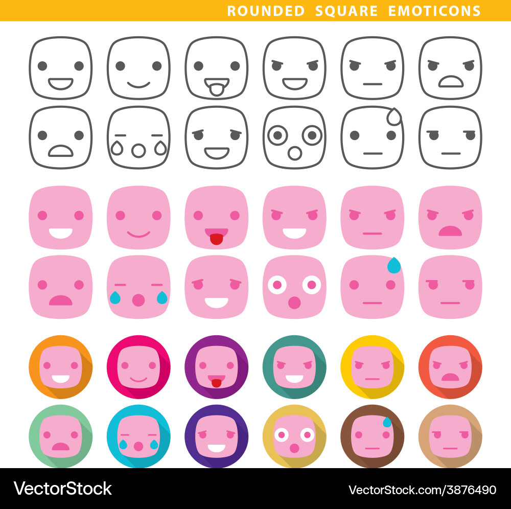 Rounded square emoticons Royalty Free Vector Image