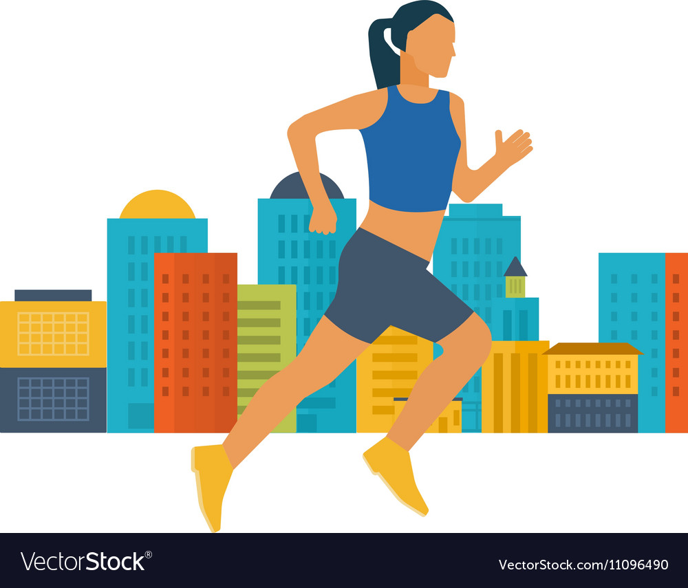 Running Woman Healthy Lifestyle Fitness Royalty Free Vector