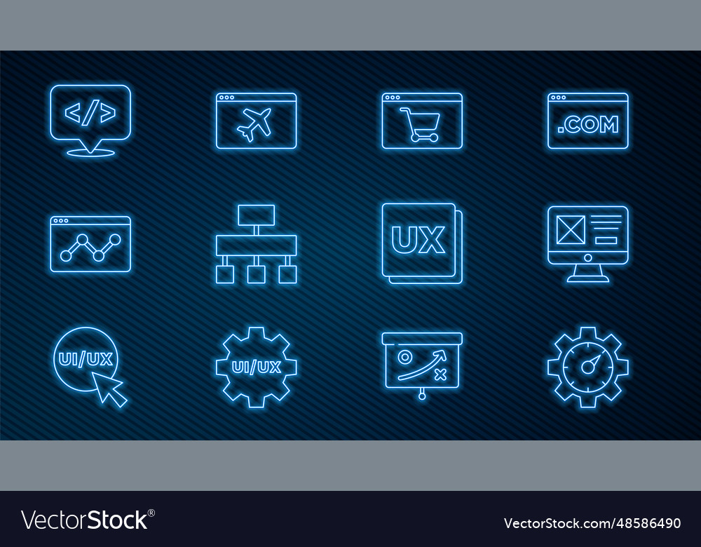 Set line website statistic ui or ux design vector image Set line website statistic ui or ux design