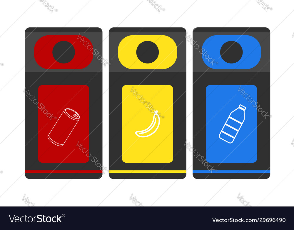 Sorting garbage colorful recycle trash bins vector image Sorting garbage colorful recycle trash bins