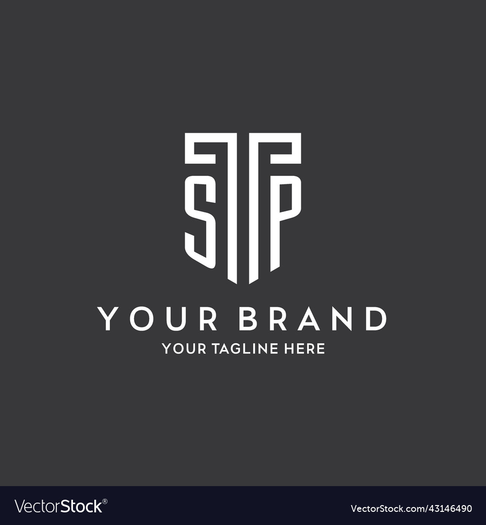 Sp monogram initial name with shield shape icon Vector Image Sp monogram initial name with shield shape icon