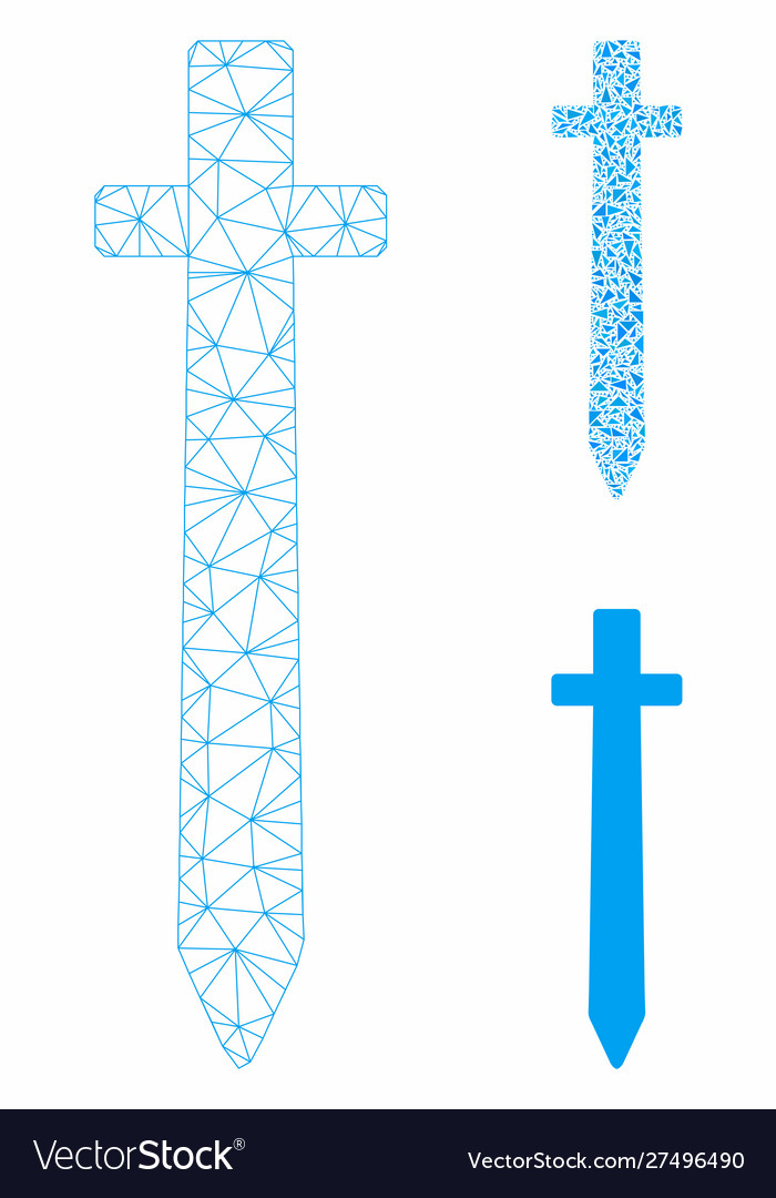 Symbolic sword mesh network model vector image Symbolic sword mesh network model