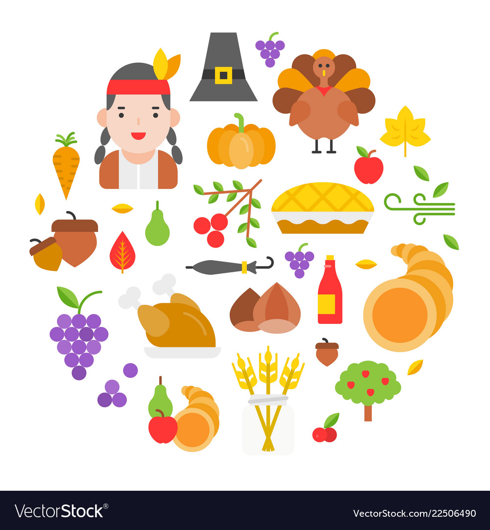 Thanksgiving icon arrange as circle shape for use