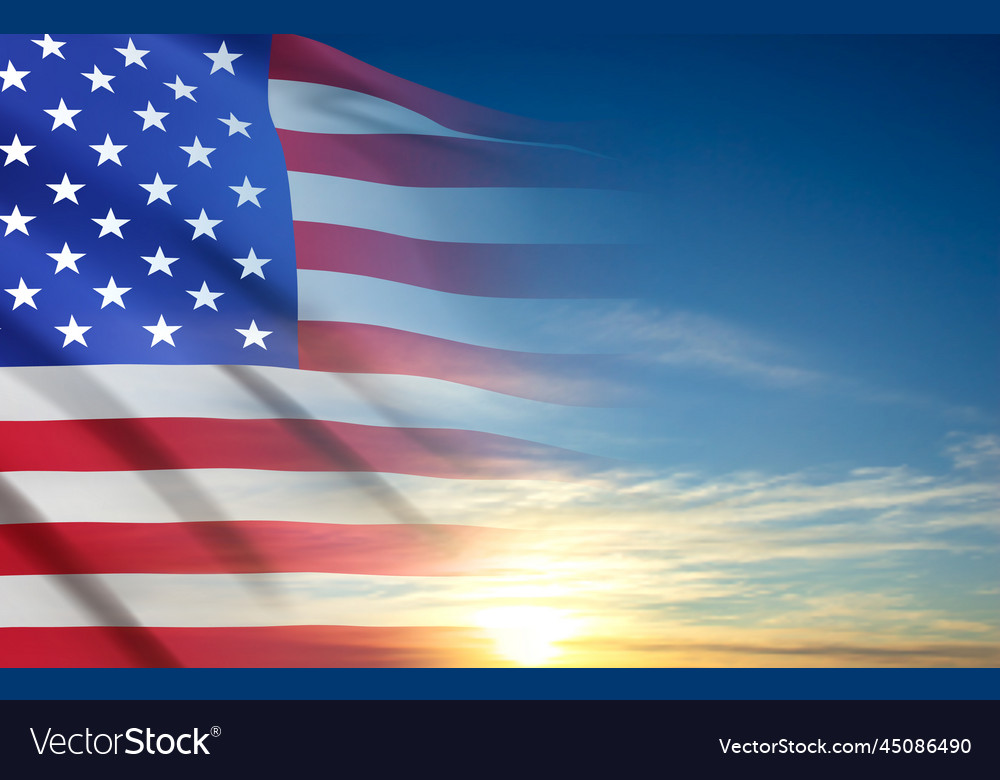 USA Flag at Sunset
