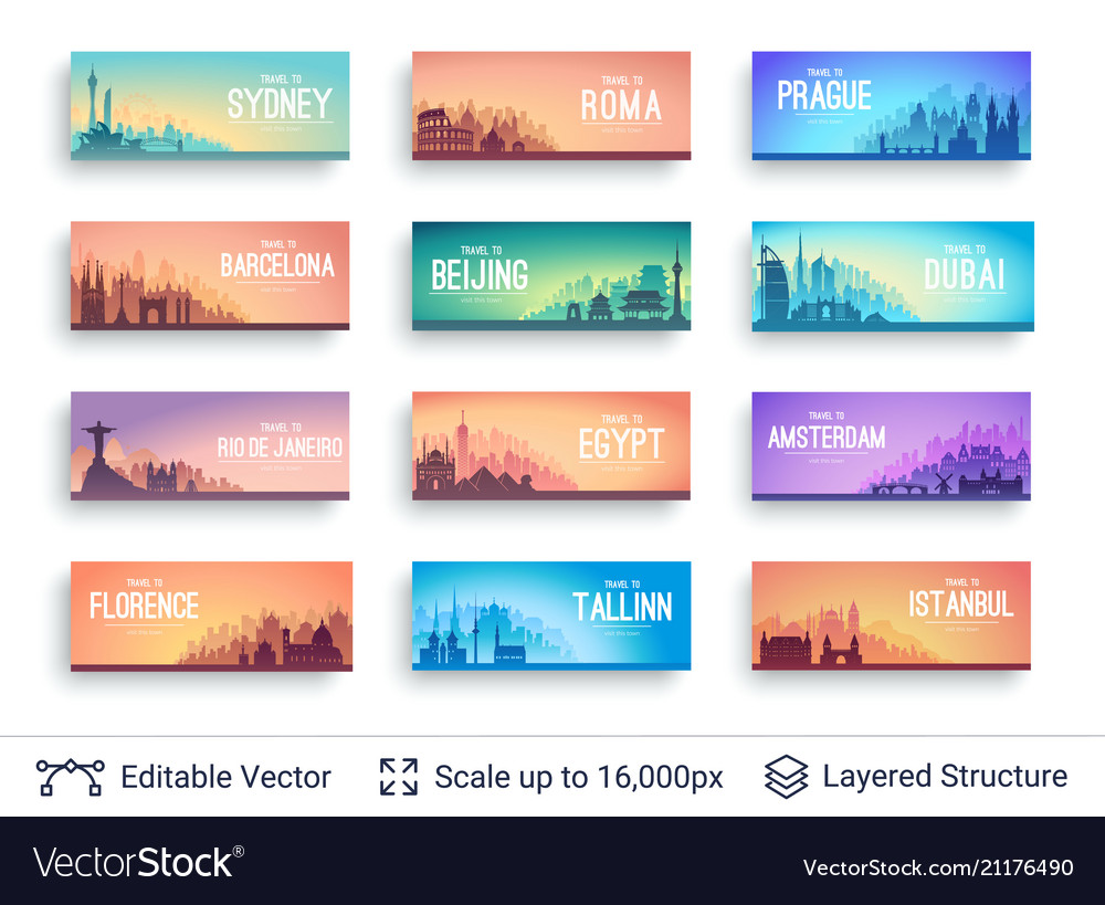 World famous city scapes set