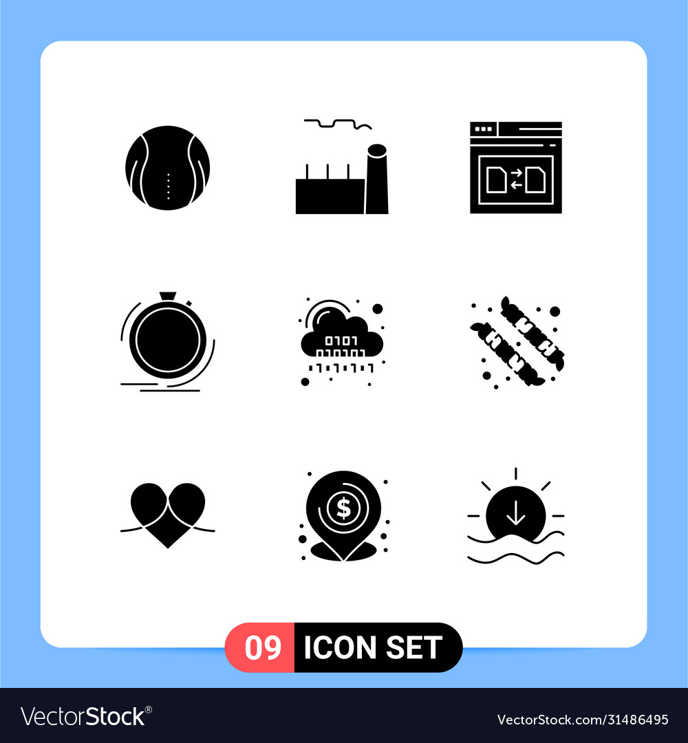 9 universal solid glyphs set for web and mobile