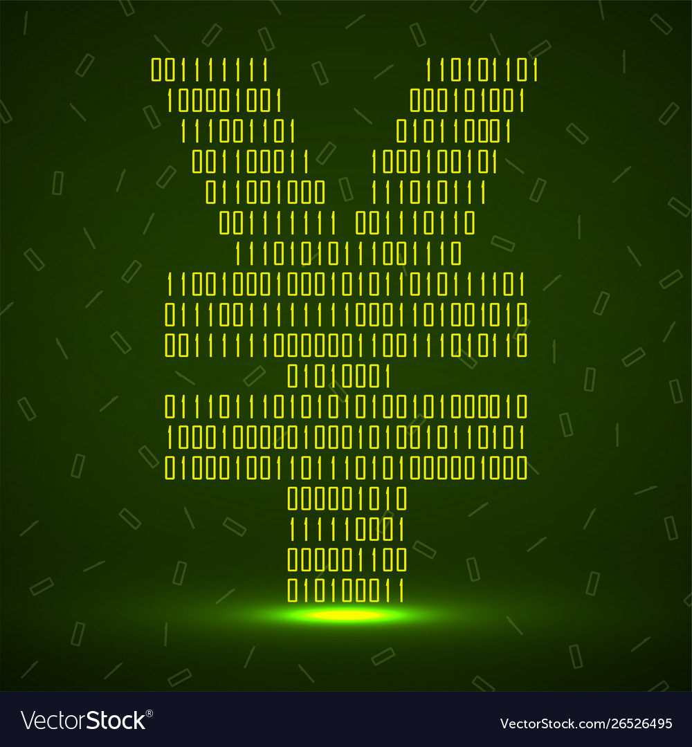 Abstraktes Zeichen yuan binäre Code mit Neonlicht vector image Abstraktes Zeichen yuan binäre Code mit Neonlicht