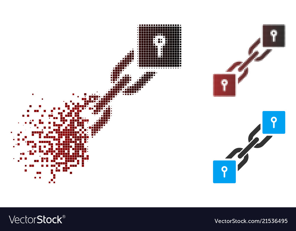 Broken pixel halftone locker blockchain icon
