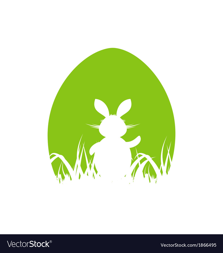 Cartoon easter poster with rabbit and grass