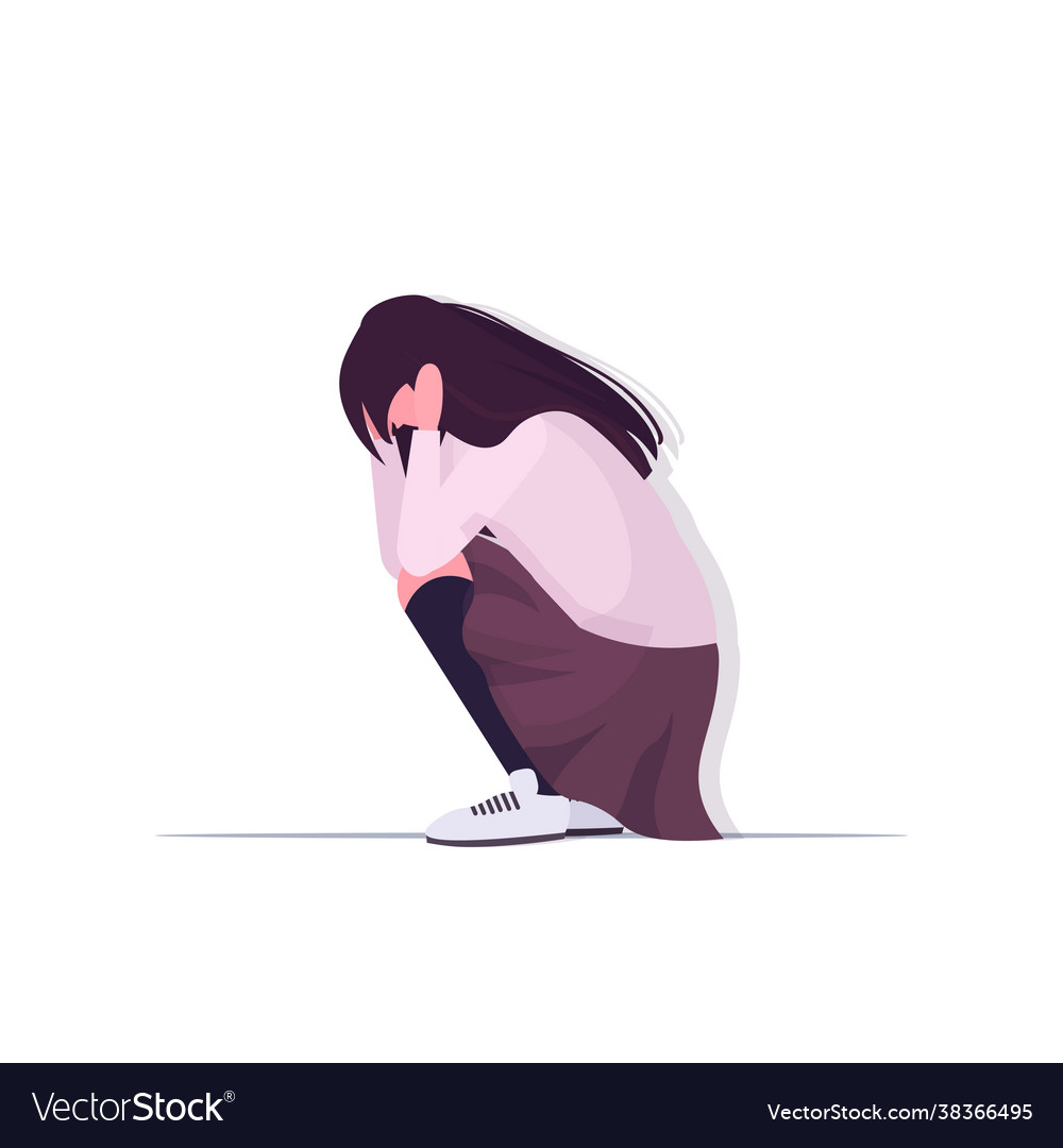 Depressed woman crying depression problems stress Vector Image