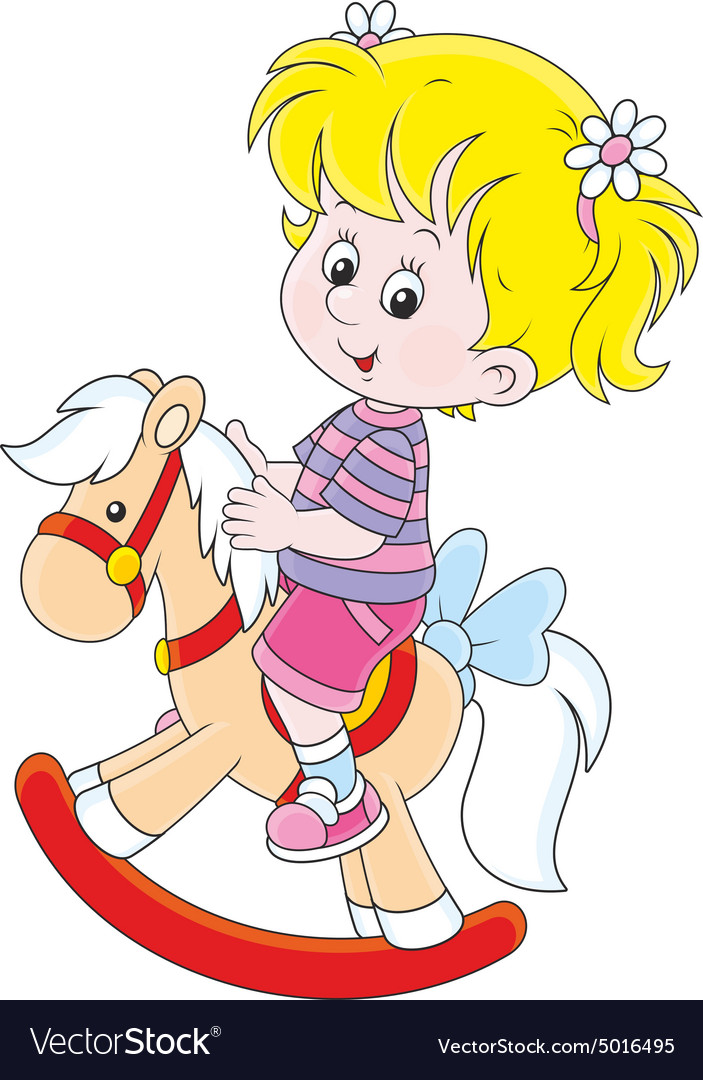 Girl and toy horse