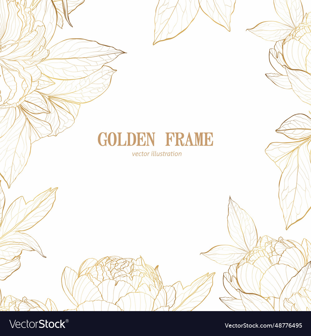 Golden peony flowers background