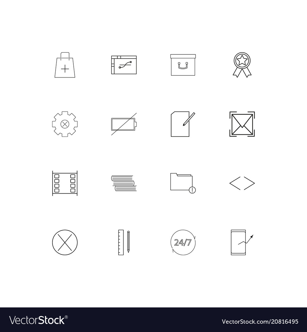 Interface linear thin icons set outlined simple