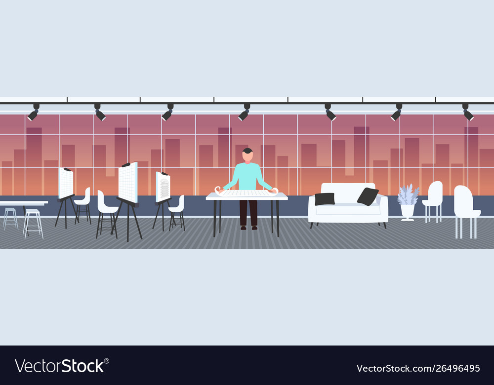 Man architect working with blueprint engineer vector image Man architect working with blueprint engineer