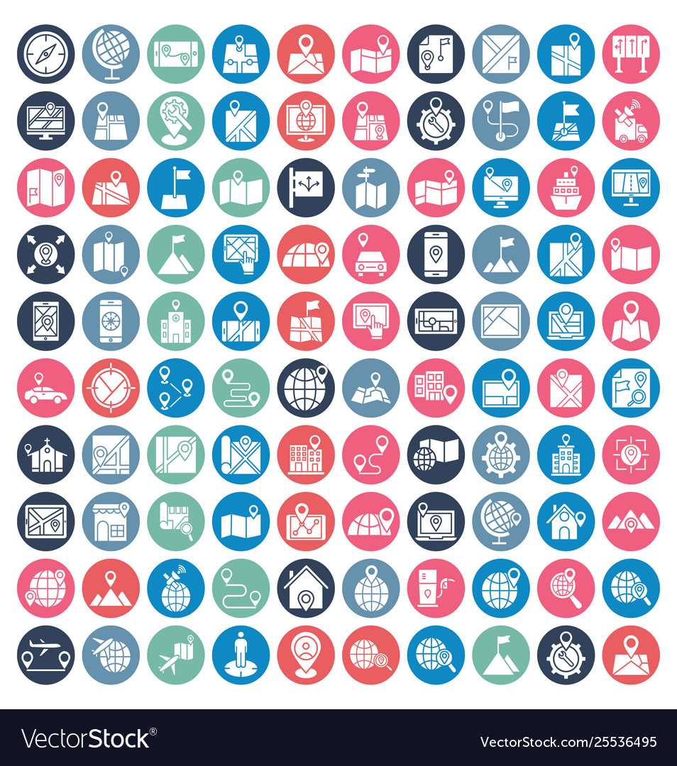 Map and navigation isolated icons set