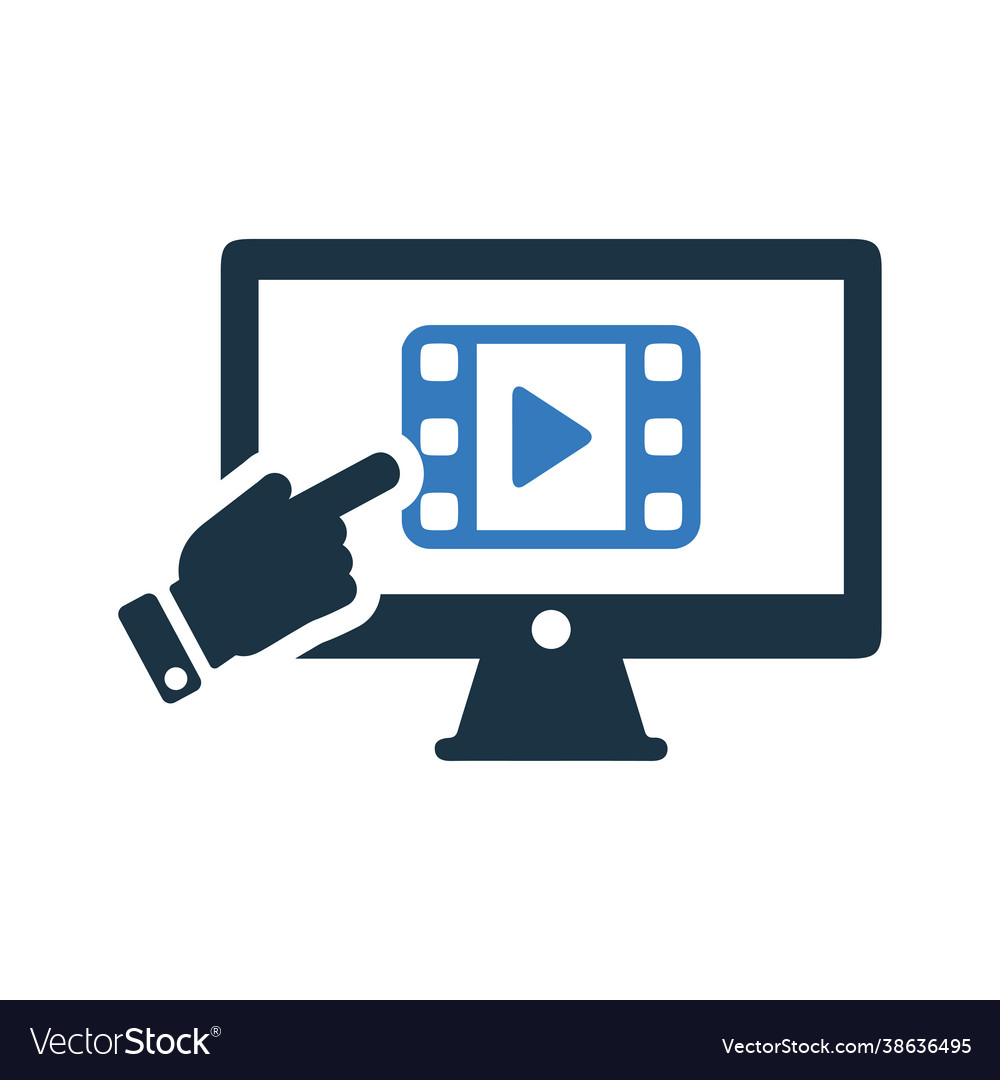 Multimedia video tutorial icon simple editable