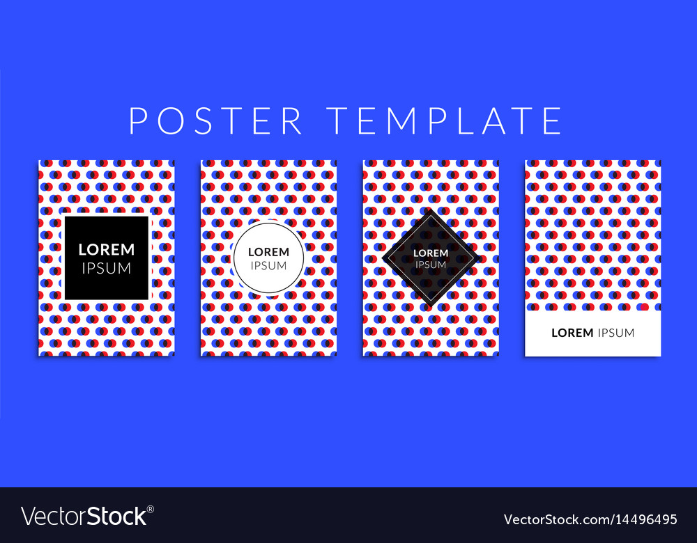 Poster set with red-blue color circle pattern