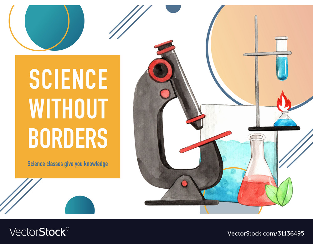 Science frame design with beaker microscope Vector Image