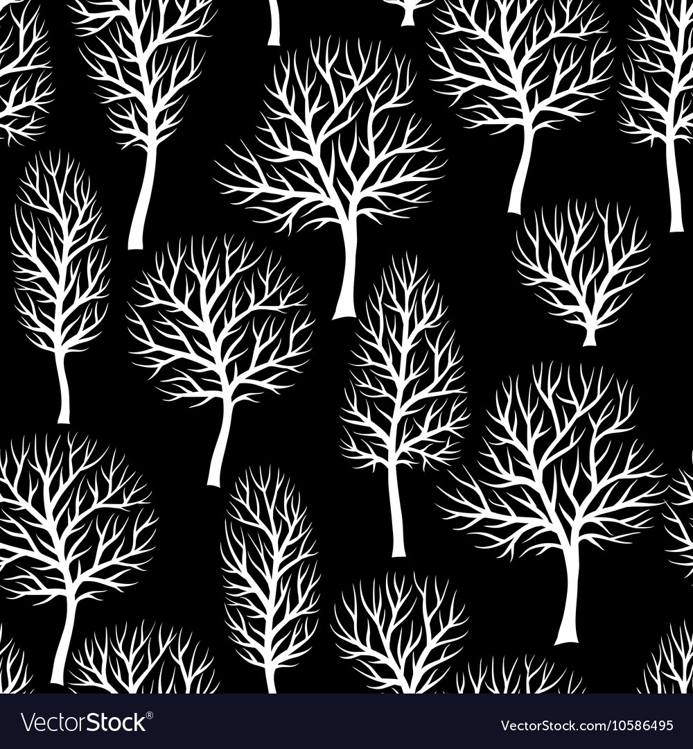 Seamless pattern with abstract stylized trees