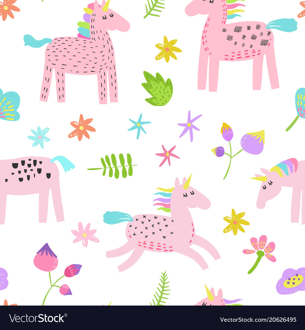 Seamless pattern with magic unicorns vector image Seamless pattern with magic unicorns