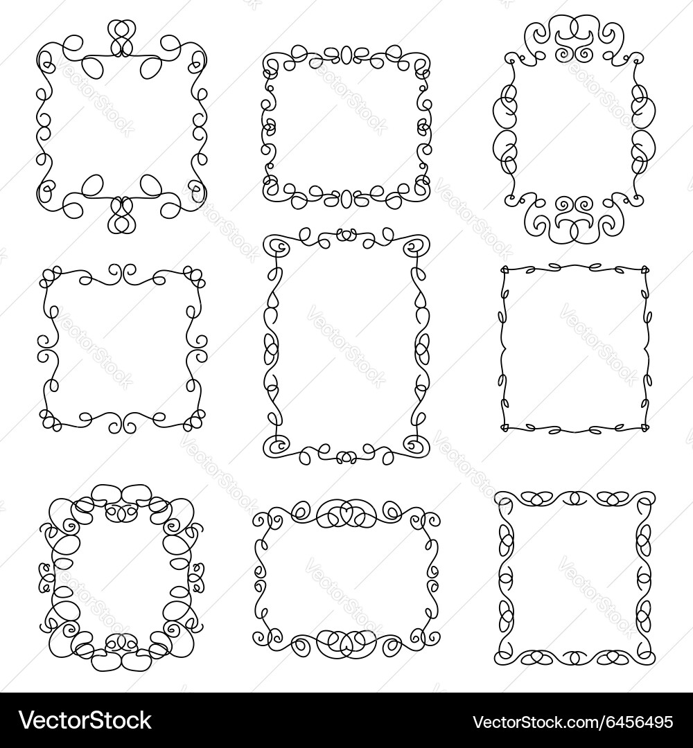 Set decorative frames in linear style Royalty Free Vector
