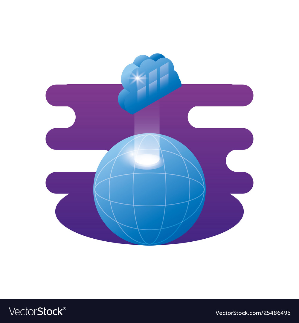 Sphere Planet Browser mit Cloud Computing vector image Sphere Planet Browser mit Cloud Computing