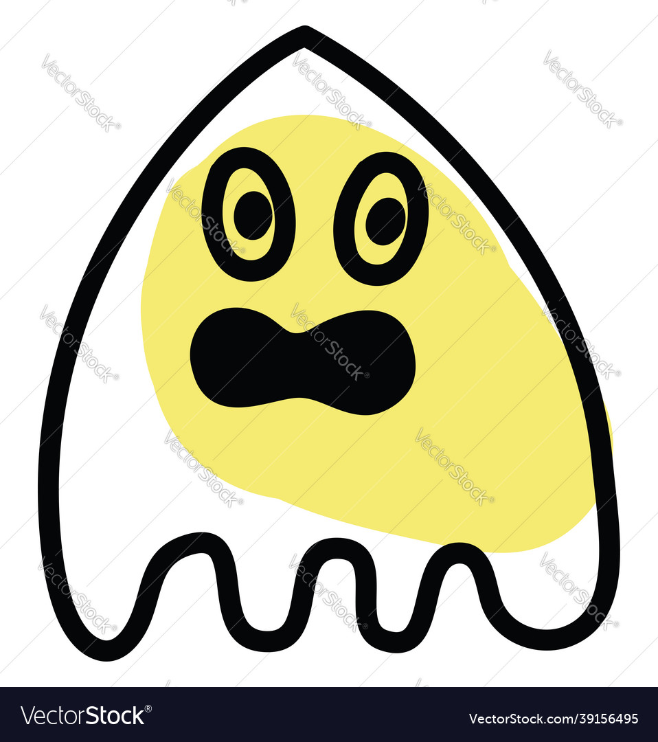 Yellow scared monster icon on white background