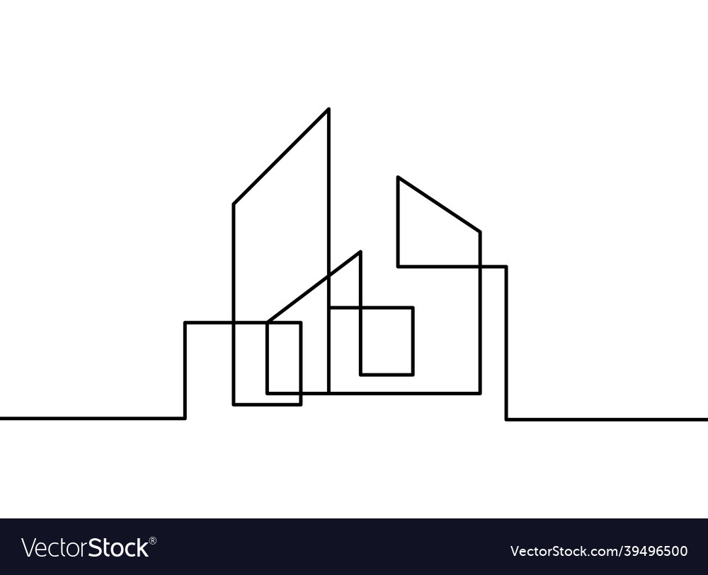 Abstract architecture as continuous lines drawing Vector Image