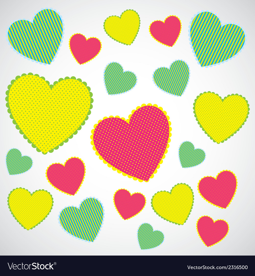 Background of hearts with different textures