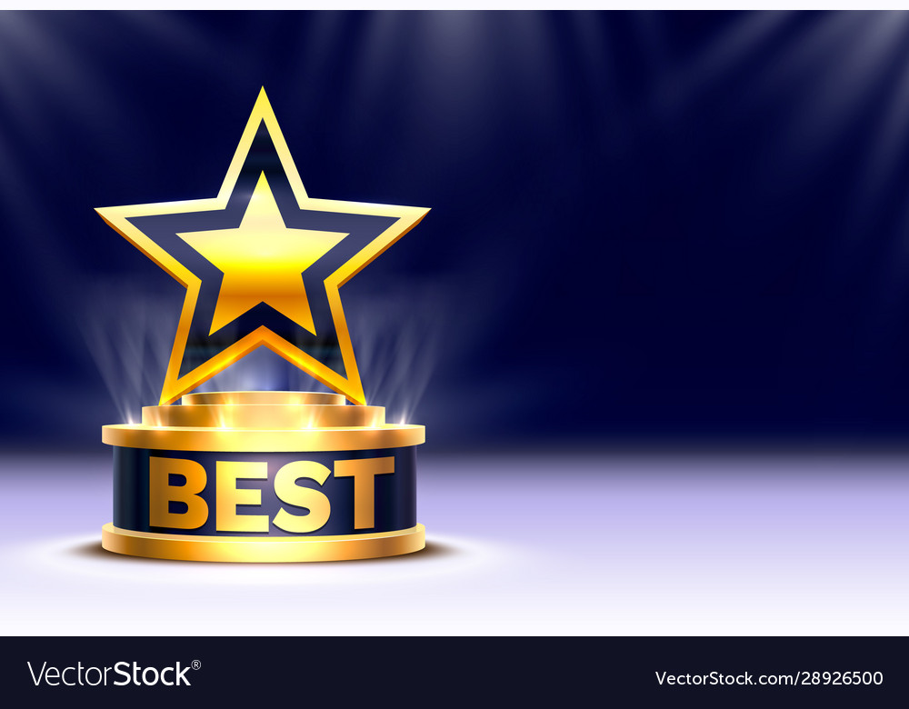 Best golden cup star winner stage podium scene Vector Image