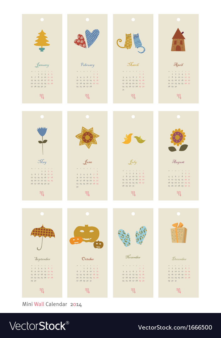 Calendar 2014 Royalty Free Vector Image - VectorStock