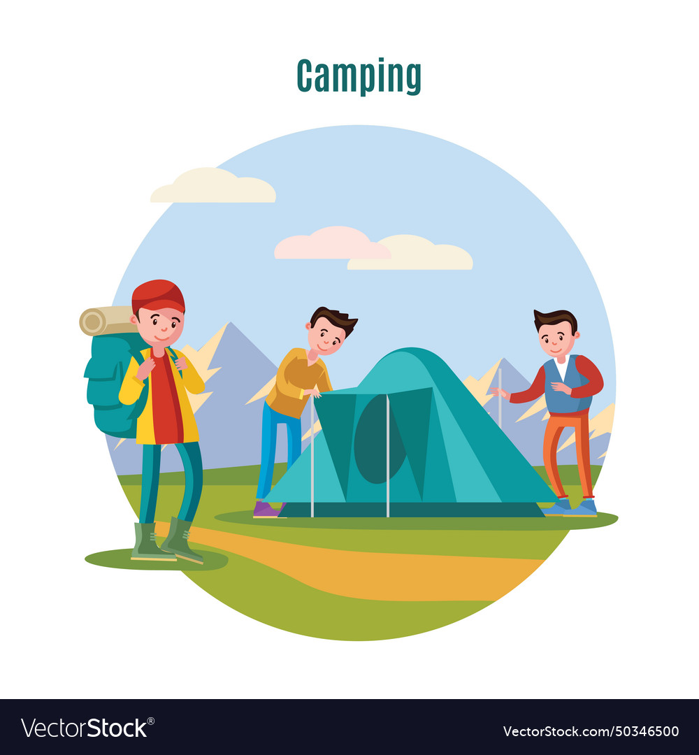 Colorful camping and backpacking template