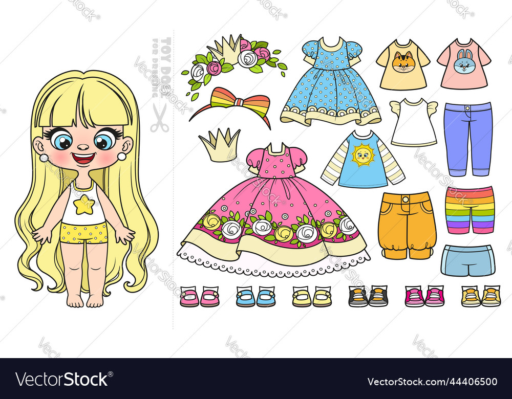 Cute cartoon long haired girl in underwear Vector Image