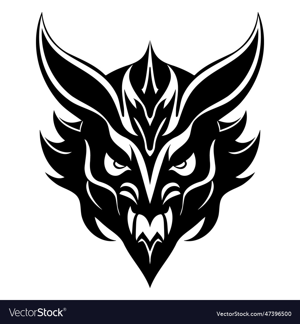 Devil head black and white icon Royalty Free Vector Image