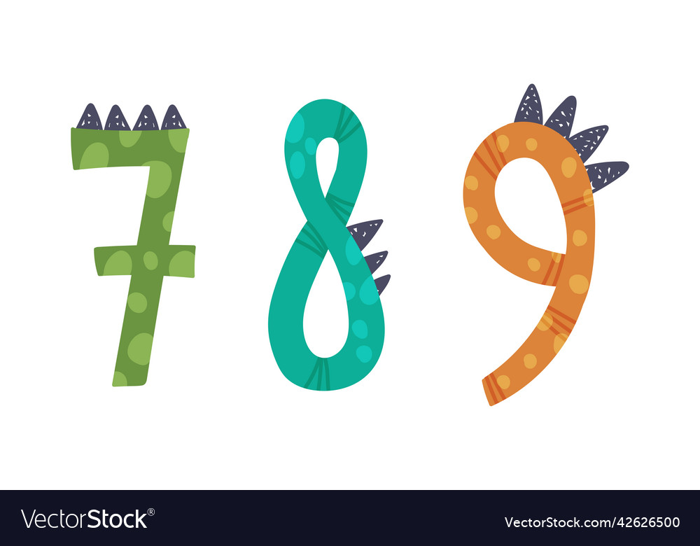 Dinosaur number or numeral with spikes isolated vector image Dinosaur number or numeral with spikes isolated