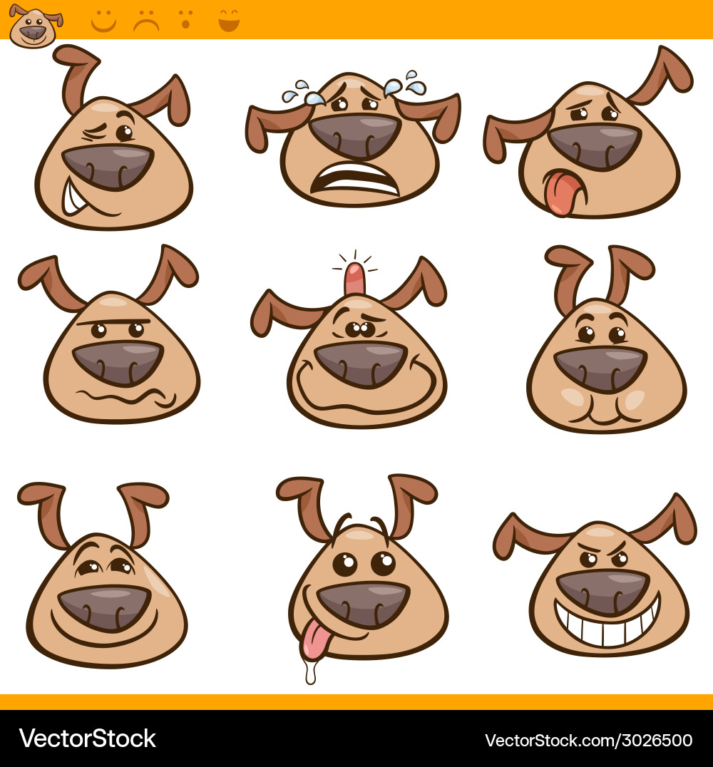 Dog emoticons cartoon set Royalty Free Vector Image