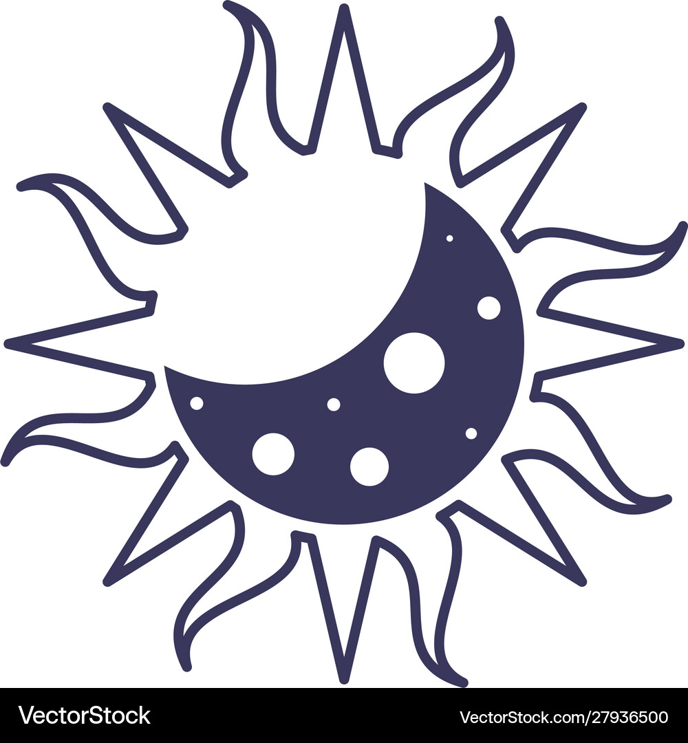 Eclipse moon sun line image Royalty Free Vector Image