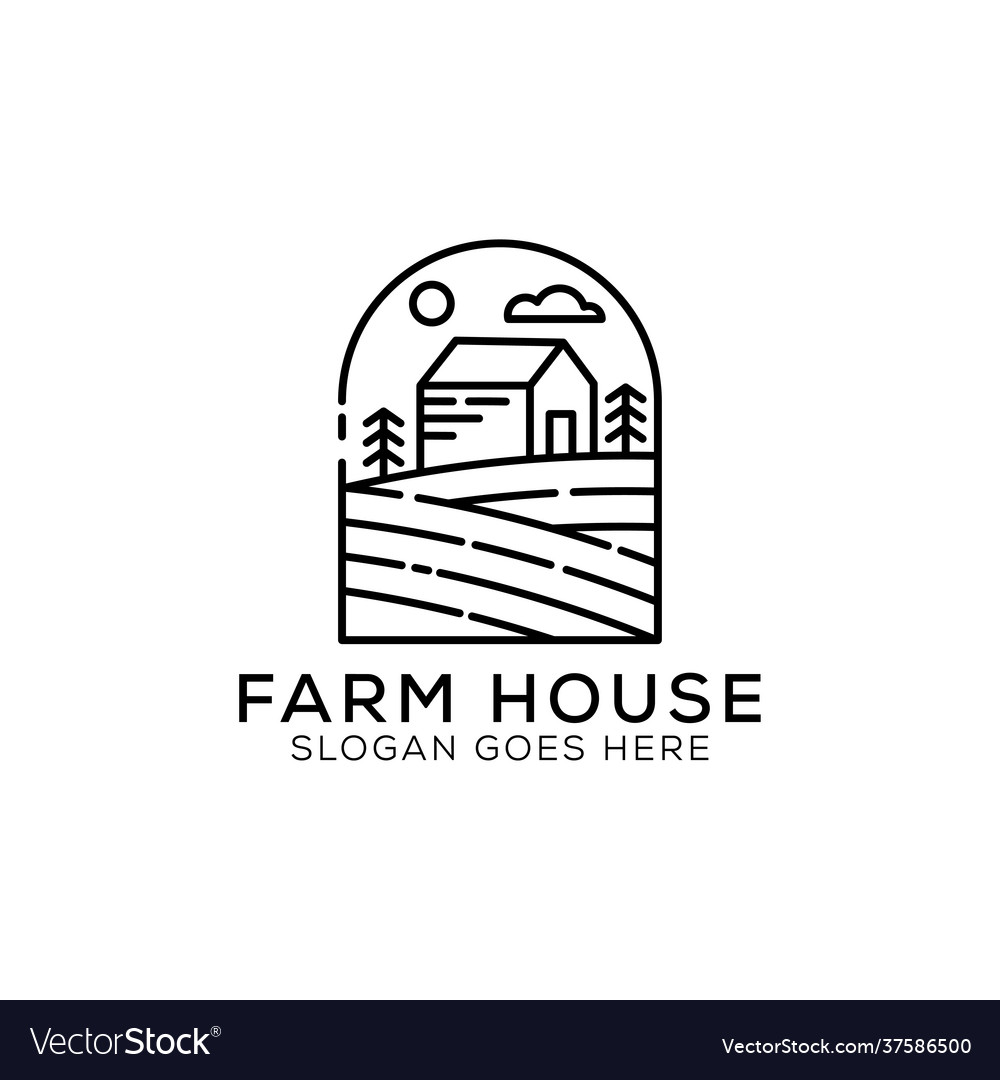 Farm house logo design landscape for nature Vector Image