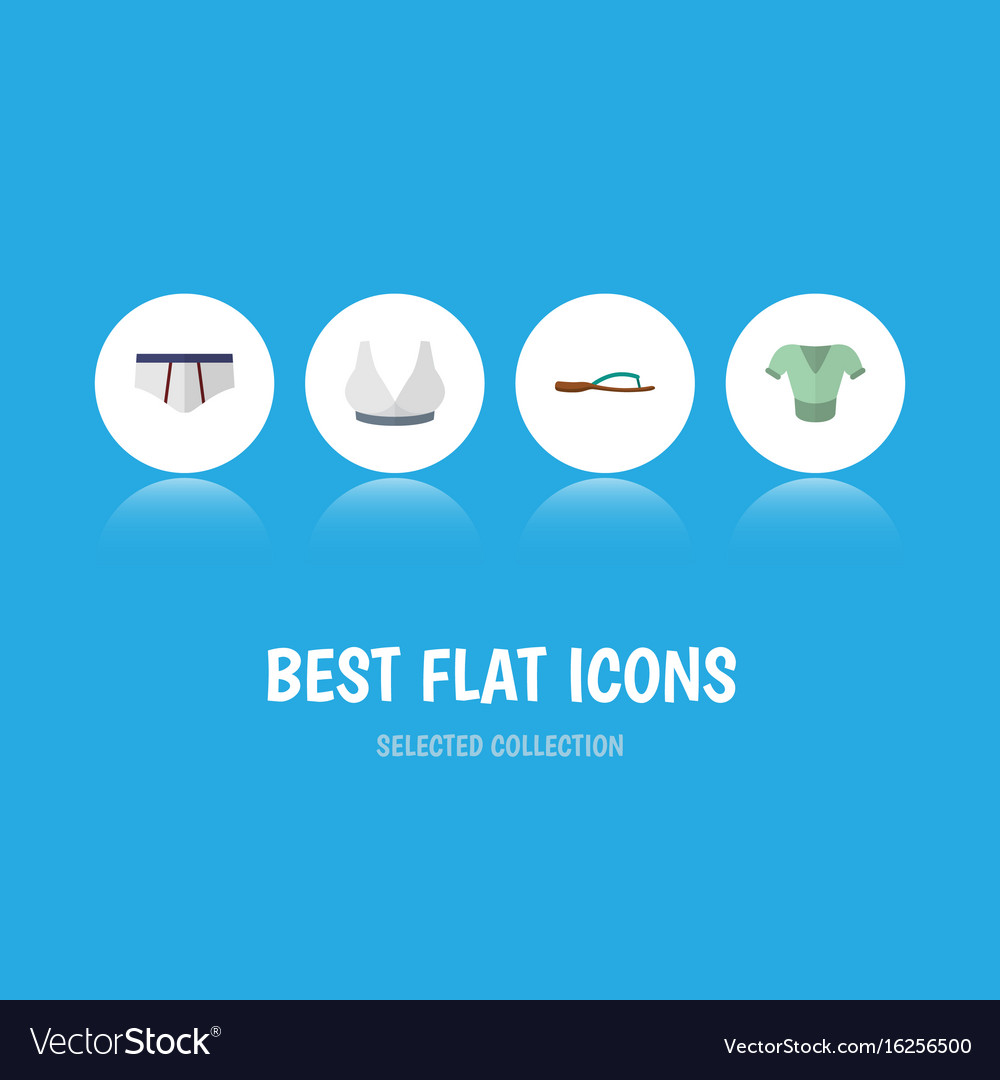 Flat icon garment set of beach sandal brasserie