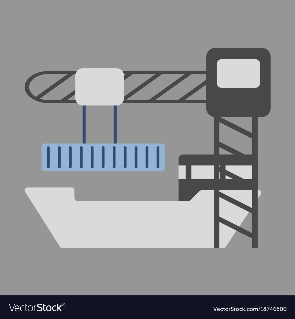 Icon in flat design container loading ship