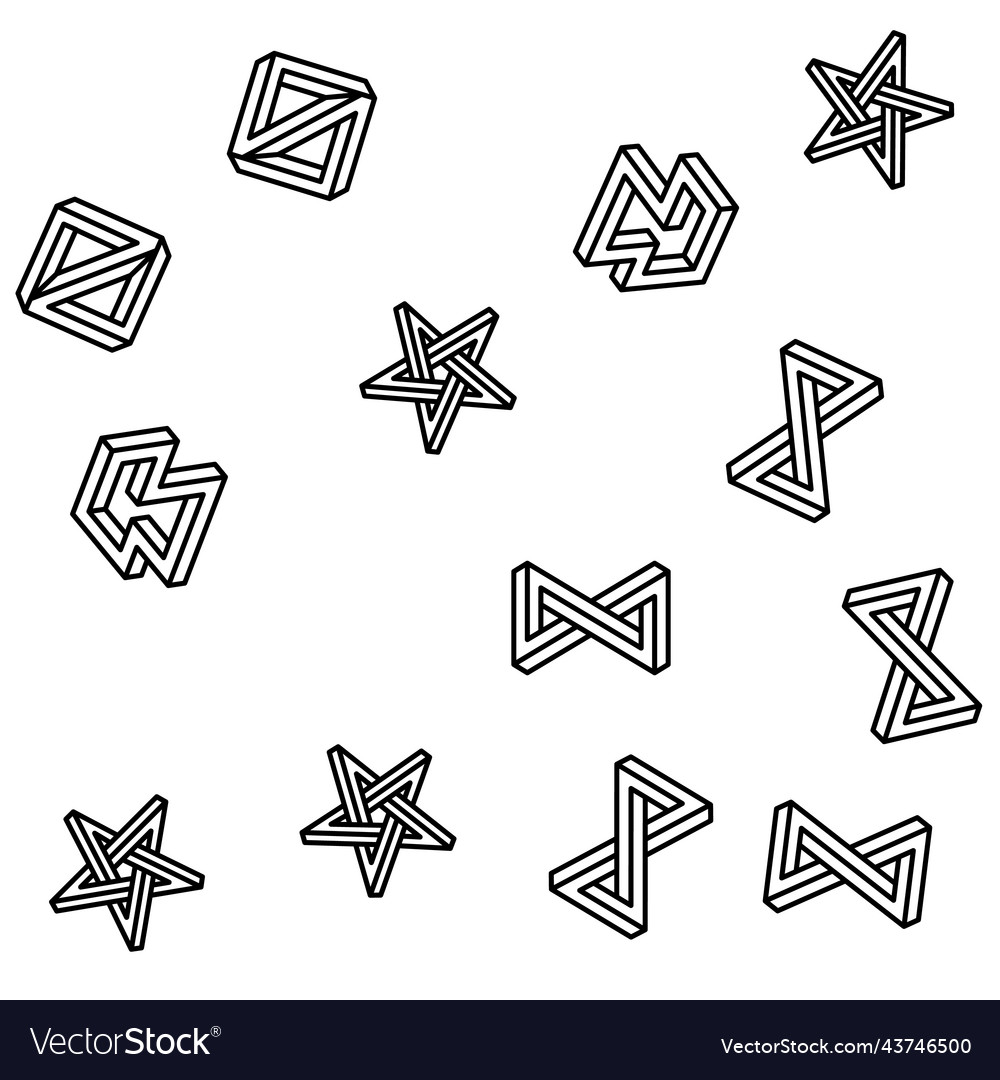 Impossible geometric shape seamless pattern vector image Impossible geometric shape seamless pattern