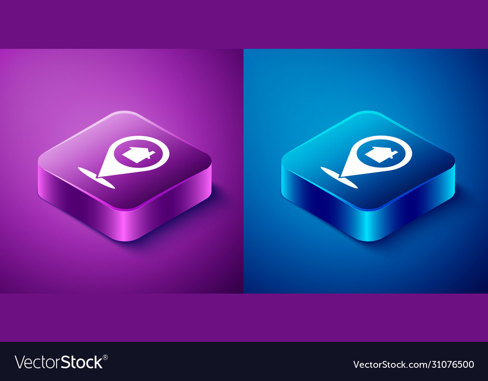 Isometric map pointer with house icon isolated Vector Image Isometric map pointer with house icon isolated