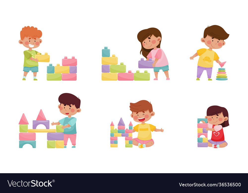 Little boy and girl sitting on floor Royalty Free Vector