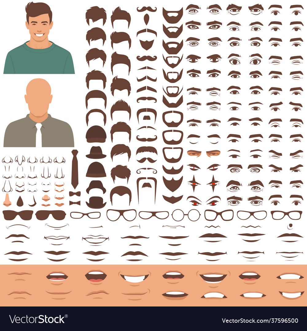 Man Face Elements - Head & Features